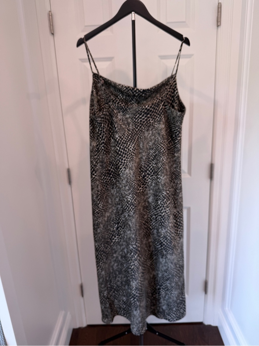 Banana Republic Black and Gray Snake-Print Midi Dress